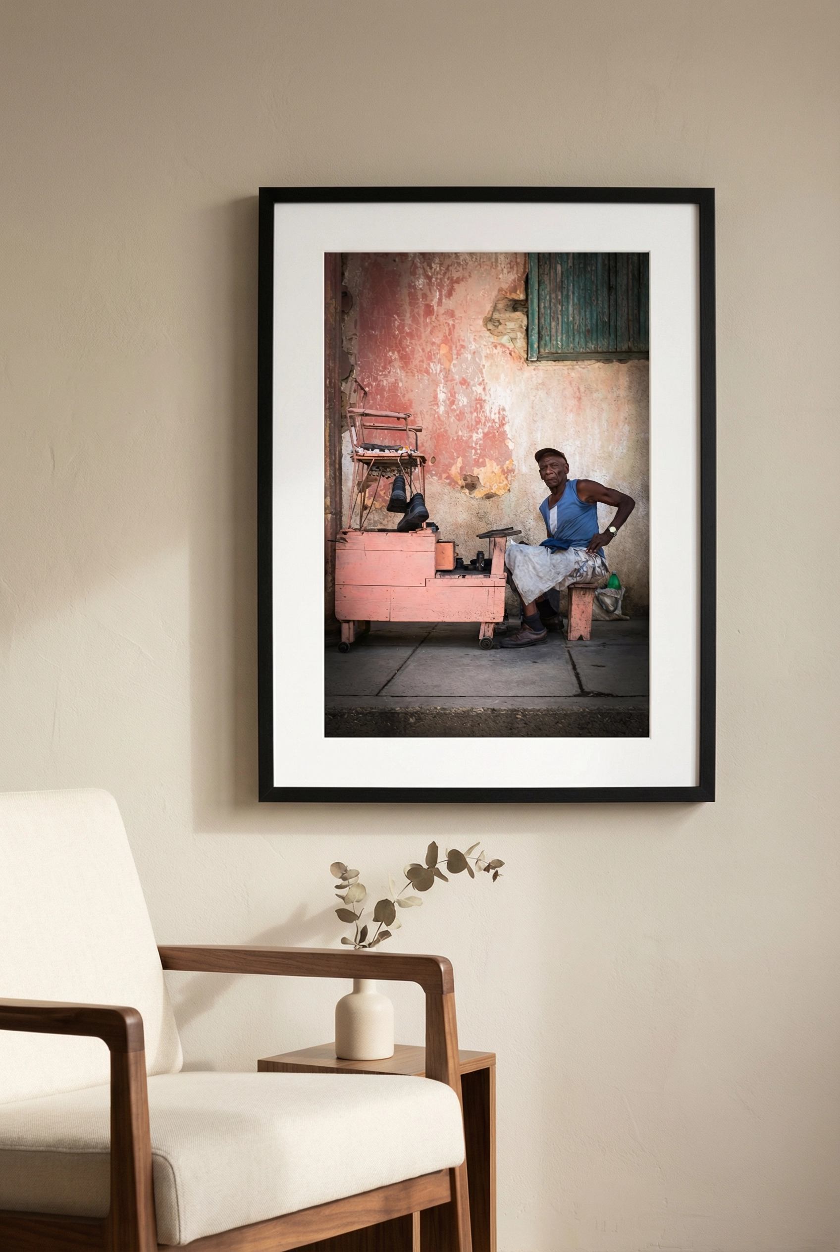 FR-SIM-010 - Vie cubaine (Mise en situation) : Simulation 3D : Portrait de rue à Cuba, façade colorée et scène de vie authentique capturant l'âme d - Portfolio Stéphane Pimienta